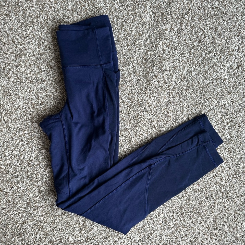 Lululemon Fit Physique high waisted mesh 25” leggings royal blue size 4